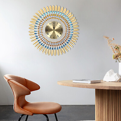 #ad 3D Large Metal Sunburst Wall Clock Luxury Wall Clock Battery Operated Home Decor $38.91