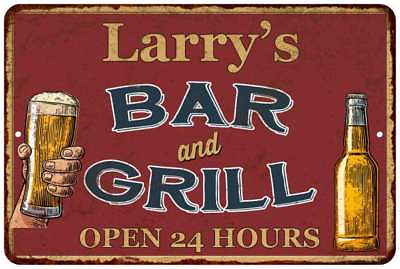 #ad Larry#x27;s Red Bar and Grill Personalized Rustic Wall Decor Sign 112180045239 $19.95