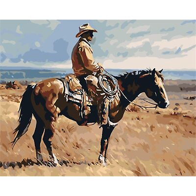 #ad YSCOLOR DIY Canvas Painting Gift Grazing Cowboy Paint by Numbers DIY Acrylic ... $12.68