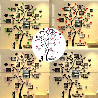 #ad Creative Photo Frame Family Tree Wall Decal 3D Acrylic Wall Sticker Room Art DIY $14.66