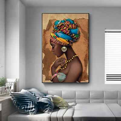 #ad Africa Wall Art Canvas Painting Black Woman Poster Print Wall Mural Wall Picture $3.41