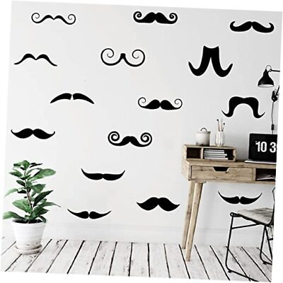 #ad 15 Set Mustache Wall Decor Sticker for Kids Baby Nursery Living Room Black $24.43