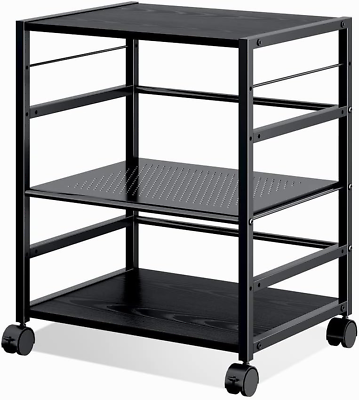 #ad Mobile 3 Shelf Printer Stand with Adjustable Shelves Modern Printer Cart with L $99.36