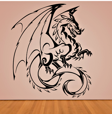 #ad DRAGON ART TRIBAL WALL MURAL DECAL STICKER LARGE REMOVES COLOR CHOICES $24.79