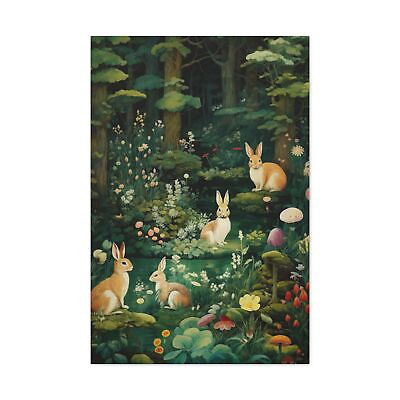 #ad #ad William Morris Rabbit Art Print Forestcore Bunny Gift Large Wall Art Canvas Art $179.99