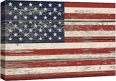 #ad #ad American Flag Wall Art Canvas Print Rustic Decor $94.99