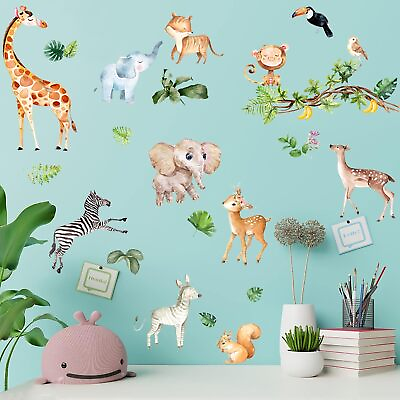 #ad Jungle Wall Decals Peel and Stick Floral Wall Stickers for Nursery Kids Bedroom $17.84