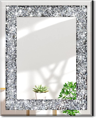 #ad QMDECOR Rectangle Sparkling Decorative Wall Mirror for Home Decoration with Silv $54.99