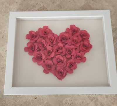 #ad Pink 3D Wall Hanging Roses Frame Art Artificial Flowers for Valentines Day Gift $52.50