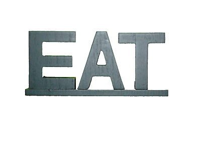 #ad EAT Wood 3D Free Standing Sign 8.25” Black Decor Kitchen Restaurant New $11.70