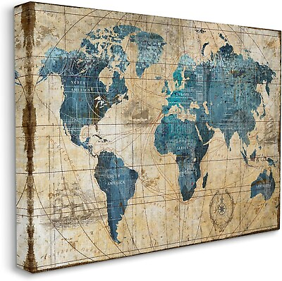 #ad Vintage Abstract World Map Design Decorative Wall Hangings Multi color 24x30 $36.66