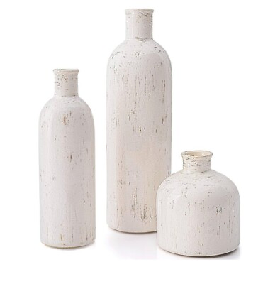 #ad Silverrav Ceramic Vase Set 3 Modern Farmhouse Home Decor Boho Decorative White $15.09