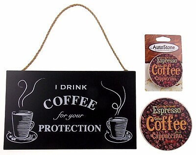 #ad Kitchen Drink Coffee Sign Home Auto Coffee Coaster Xmas Gift Stocking Stuffer $9.59