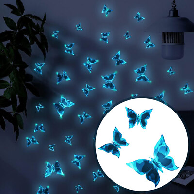 #ad Glow In The Dark 3D Butterfly Wall Stickers Home Decor Stickers Room Decoration C $4.05