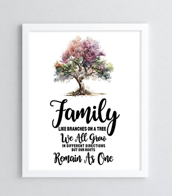 #ad Family Wall Art Print Family Like Branches on a Tree Home Print Wall Art Decor $9.99