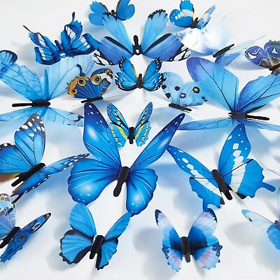 #ad Butterfly Wall Decals 24PCS Room Decor Wall Art 3D Butterflies Mural Sticker Hom $17.84