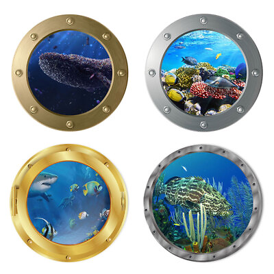 #ad #ad 3D Porthole Underwater Wall Stickers Bathroom Sea Life Animal Decal Vinyl Poster AU $4.94