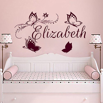 #ad Personalized Name Wall Decals Butterfly Art Girl Berdroom Vinyl Stickers MN662 $74.99