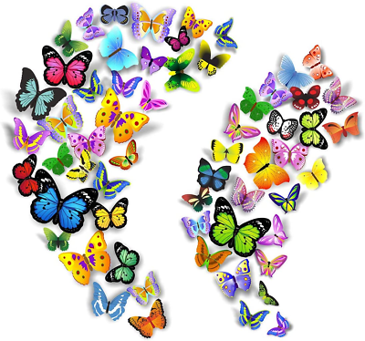 #ad 104PCS Butterfly Wall Decals for Wall 3D Butterflies Wall Stickers Butterfly Dec $18.93