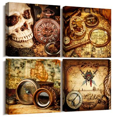 #ad #ad Pirate ship compass Restoring ancient ways Wall Art for living room Canvas Pr... $44.13