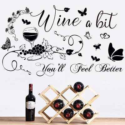 #ad Wine Wall Decals Kitchen Wall Art for Quotes Stickers Peel and Stick Wall Dec... $12.99