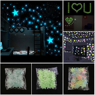 #ad 3D Stars Glow In The Dark Luminous Fluorescent Wall Stickers Kids Bedroom Decor $10.99