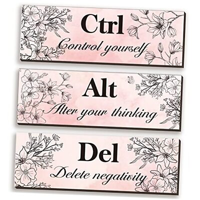 #ad 3 Pieces Wall Decor for Girl Floral Wooden Wall Hanging Wall 12 x 4 Inches Pink $21.31