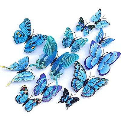 #ad Butterfly Wall Decals 3D Plastic Wall Stickers Removable Mural Wall Stickers ... $14.99