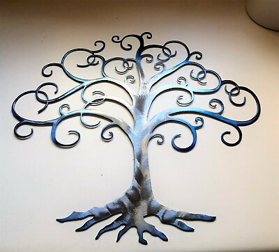 #ad Swirled Tree of Life Metal Wall Art Blue Tinged 17quot; $57.98