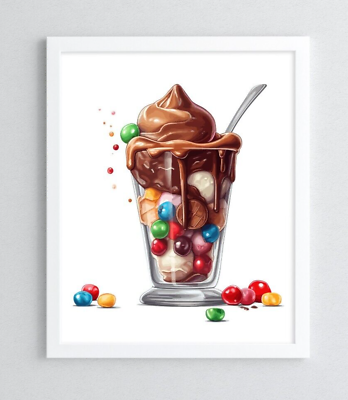 #ad Candy Milkshake Wall Art Print Chocolate Milkshake Kitchen Decor Wall Art $9.99
