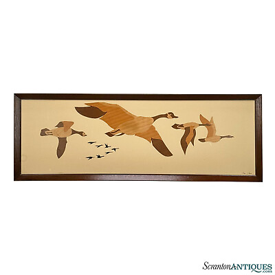 #ad Mid Century Modern Geese in Flight Teak Bird Wall Art by Fran Arnot 62quot; $660.00