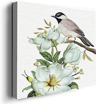 #ad White Magnolia Wall Art Canvas Decor Themed HD Printed amp; Wooden Framed $33.99
