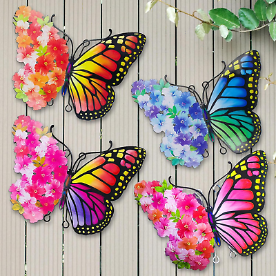 #ad Metal Butterfly Wall Decor 9.6quot; Outdoor Wall Decor Metal Yard Art Flowers Wing $30.99