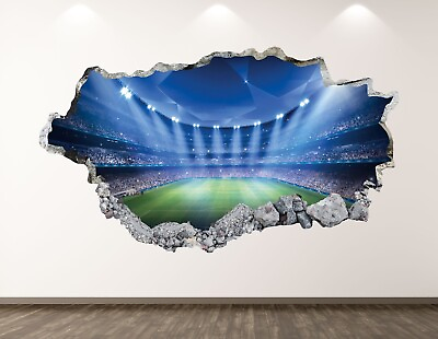 #ad Soccer Stadium Wall Decal Art Decor 3D Smashed Sport Kids Room Sticker BL100 $49.95