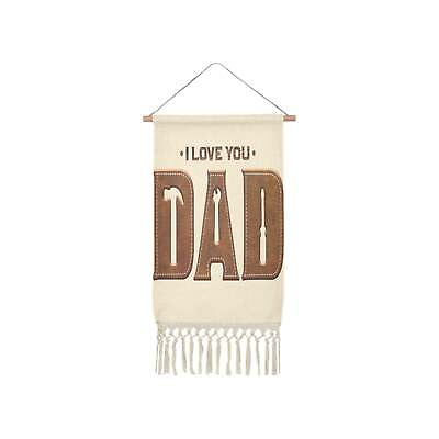 #ad Linen Vintage Decor Sign: Leather Look #x27;I Love You Dad#x27; Perfect Gift $19.99