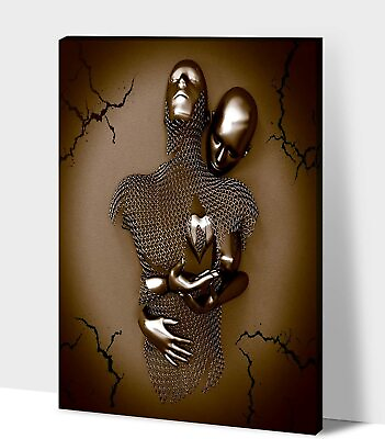 #ad Love Heart 3D Effect Wall Art Metallic Texture ​Figure Statue Art Canvas Print $14.90