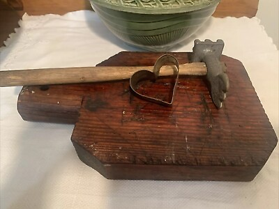#ad Antique Primitive Kitchen Lot Cutting Board 1800s Heart Cookie Cutter Plus $40.00