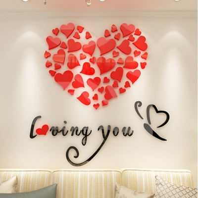 #ad Creative Wall Decor 3D Love Wall Sticker Room TV Background Home Decoration AU $52.06