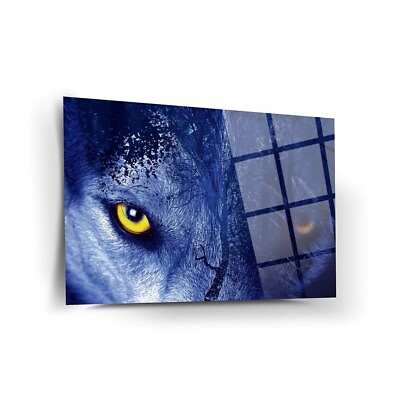 #ad Wolf Eyes Tempered Glass Wall Art Fade Proof Home Decor Wall Hangings $149.00