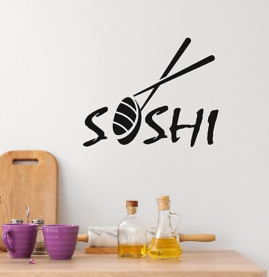 #ad Sushi Vinyl Wall Decal Chopsticks Asia Food Lettering Stickers Mural k341 $69.99