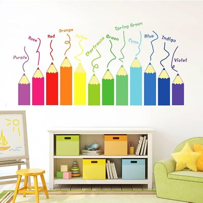 #ad Color Wall Decals for Kids Room 12 Colors Large Educational Wall Stickers Col $20.39