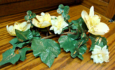 #ad Small 10quot; Magnolia Swag Yellow Gold w Greenery Wall Decor or Free Standing 944 $12.59