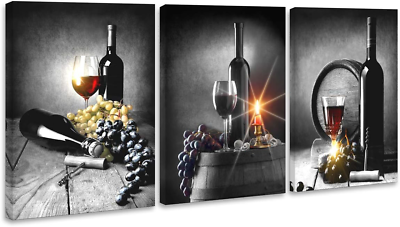 #ad Canvas Wall Art for Kitchen Artwork Red Wine Cups Grape Wall Art for Kitchen Pai $39.13