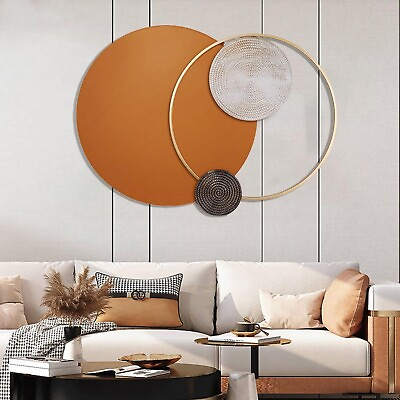 #ad Gold Metal Wall Decor Art Wall Hanging Home Decorations Modern Round Wall Art $192.99