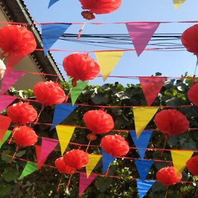 #ad Bunting Banner Banner Decor 50M 100M Colorful Bunting Decorative Products $9.74