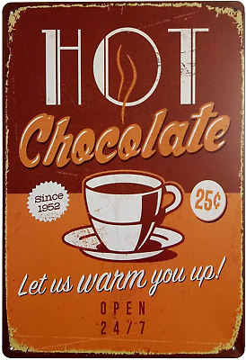 #ad Hot Chocolate Kitchen Signs Wall Decor Retro Vintage Home Bar Metal Tin Signs... $13.99