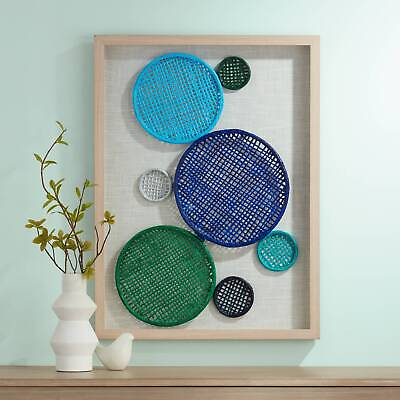 #ad Textile Multi Color Circles Rectangular Framed Wall Art $229.99