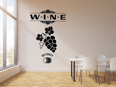 Vinyl Wall Decal Wine Restaurant Vine Grape Kitchen Bar Stickers Mural g3481 $69.99