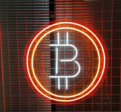 #ad Bitcoin Currency Flex LED 24quot;x24quot; Neon Sign Light Lamp Wall Party Decor Gift $194.99