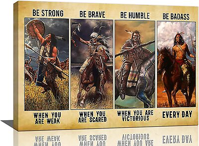 #ad Indian Wall Art Native American Chief Tribe Pictures Wall Decor Canvas Art Print $59.99